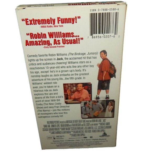 JACK Robin Williams Diane Lane Jennifer Lopez Brian Kerwin VHS in original case - Picture 4 of 5